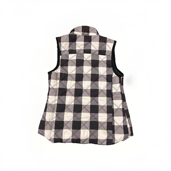 Kensie Women's Black & White Checkered Quilted Zip Vest Layering Small Jacket - Picture 7 of 8